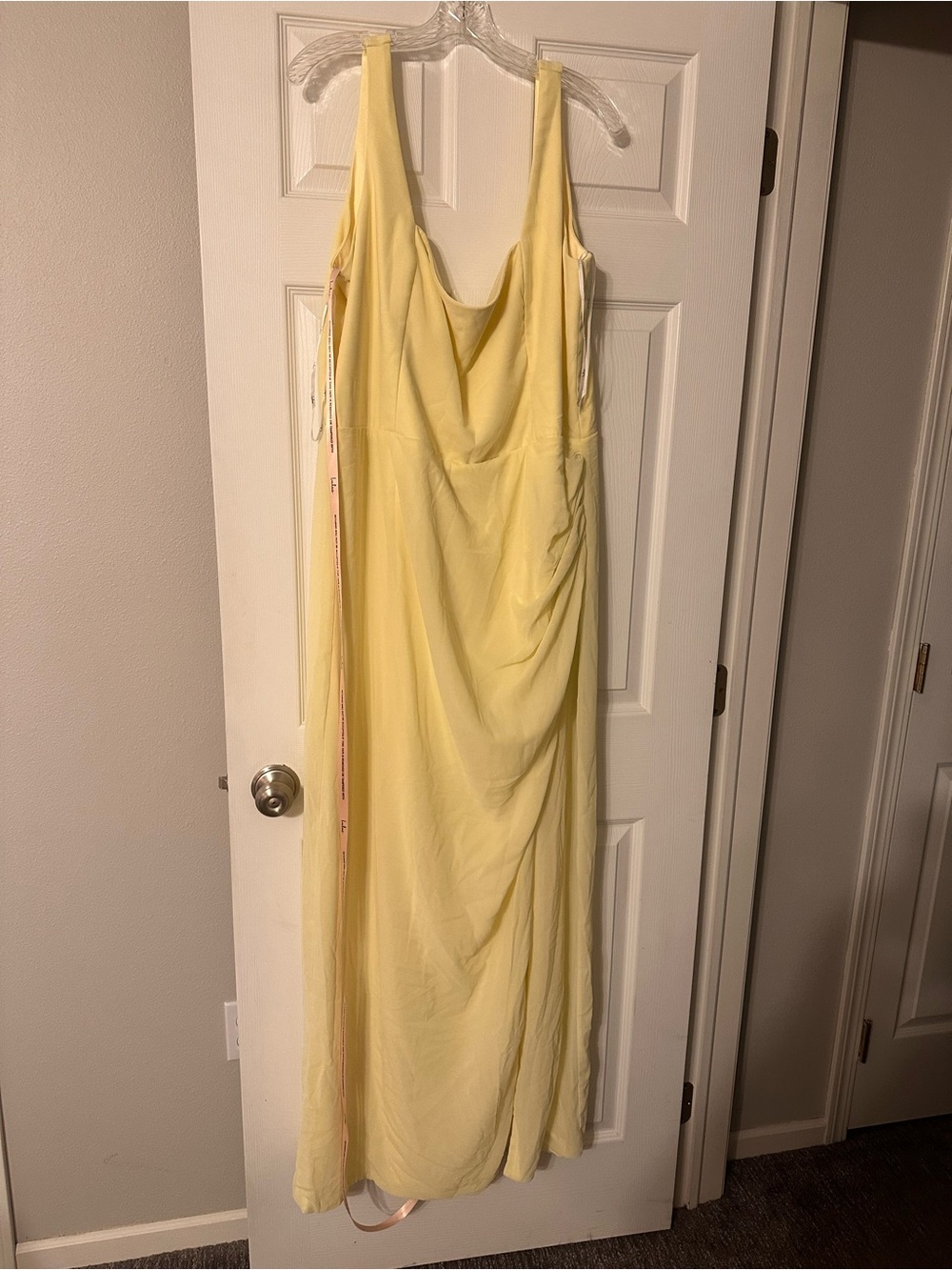 Lulu's Soft Yellow Cowl-Neck Maxi Dress